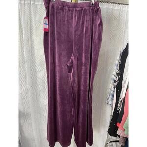 NWT Vince Camuto Wide Leg Velour Velvet Pants Plum Purple Women Sz XL